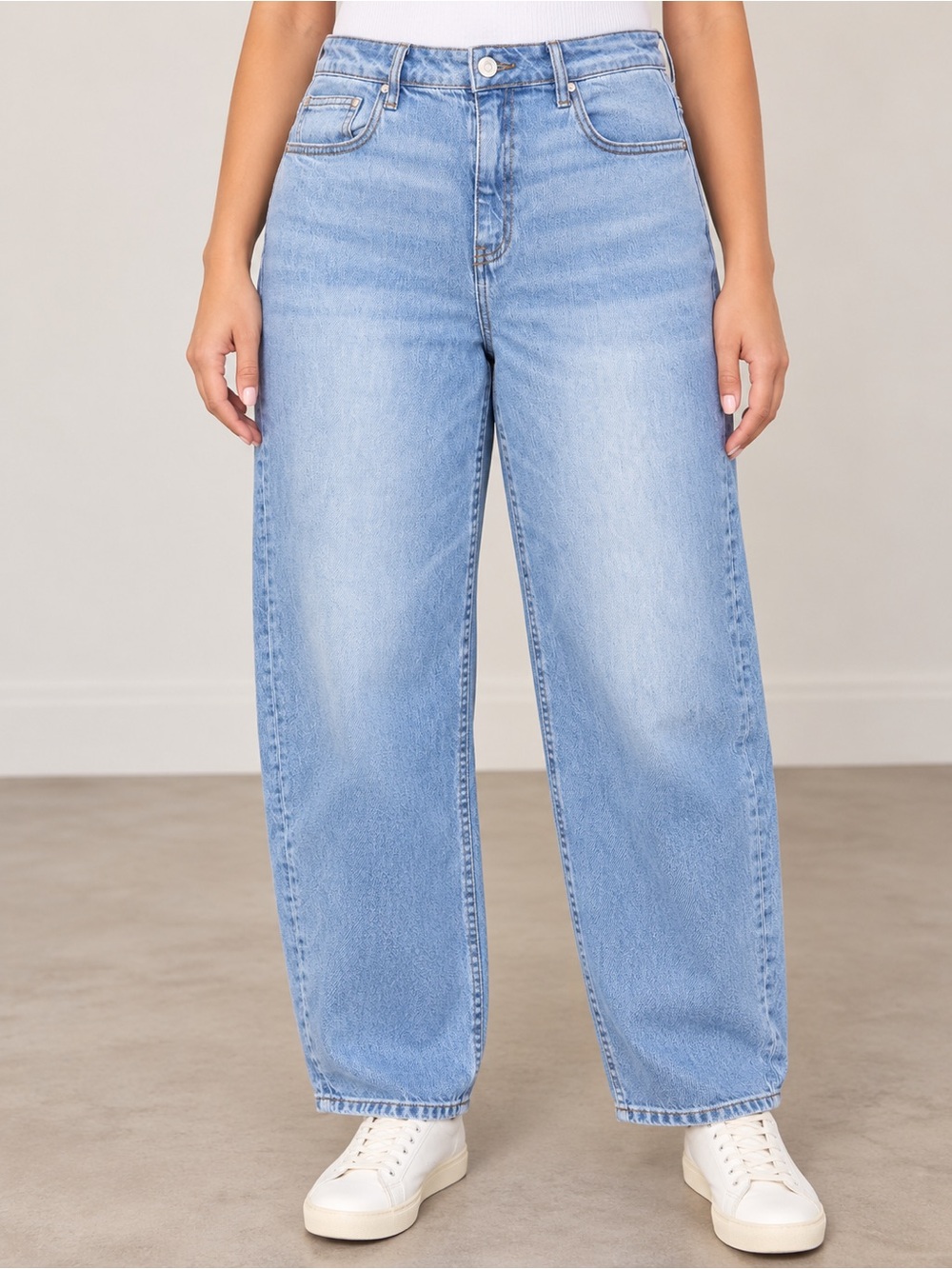 Quince Organic Cotton Barrel Leg Jeans Women’s 32 Light Wash Stretch #804